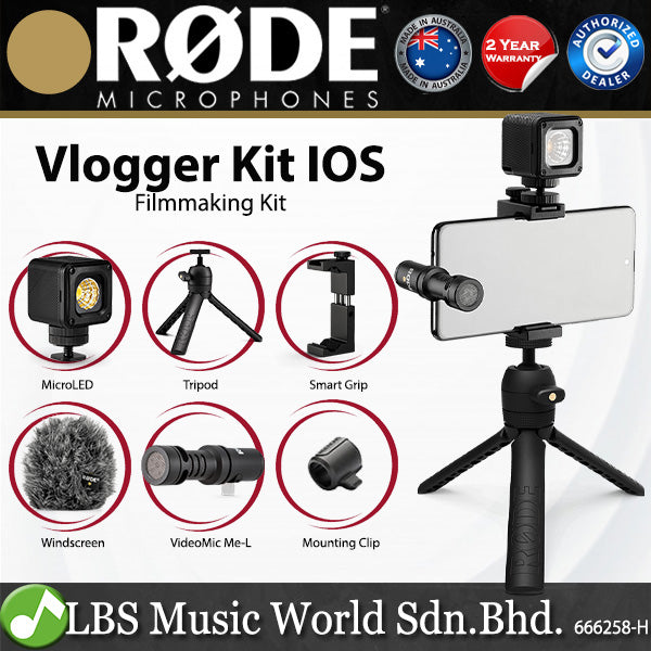 Rode Vlogger Kit Universal Filmmaking VideoMic Microphone For Mobile Phone With 3.5mm, USB-C Or iOS Mic Edition