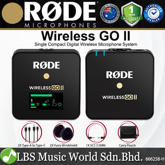 Rode Wireless GO II Dual Channel Compact Digital Wireless Microphone System with Built In Mic Rechargeable Battery
