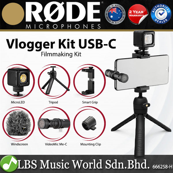 Rode Vlogger Kit Universal Filmmaking VideoMic Microphone For Mobile Phone With 3.5mm, USB-C Or iOS Mic Edition