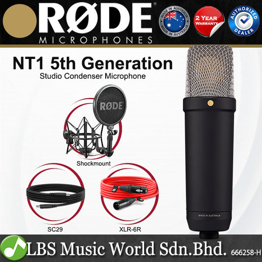 Rode NT1 5th Generation Studio Large Cardioid Condenser Microphone with Pop Filter and Shock Mount (NT-1 NT 1)