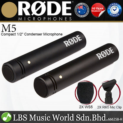 Rode M5 Small Diaphragm Mic Cardiod Condenser Mic Microphone Matched Pair (M5MP)