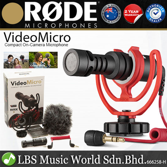 Rode VideoMicro Compact On Camera Microphone with Rycote Lyre Mic Shock Mount (Video Micro)