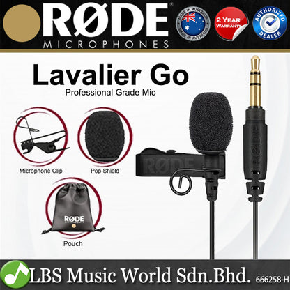 Rode Lavalier GO Professional Grade Omnidirectional Mic Microphone Broadcast Wearable Black