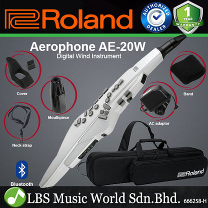 Roland Aerophone AE-20W Digital Wind Instrument MIDI Controller With Bluetooth - White (AE20W AE20)