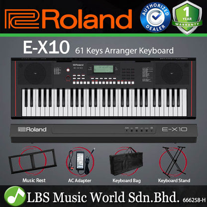 Roland E-X10 61 Keys Arranger Portable Keyboard With Bag and Stand (EX10 E X10)