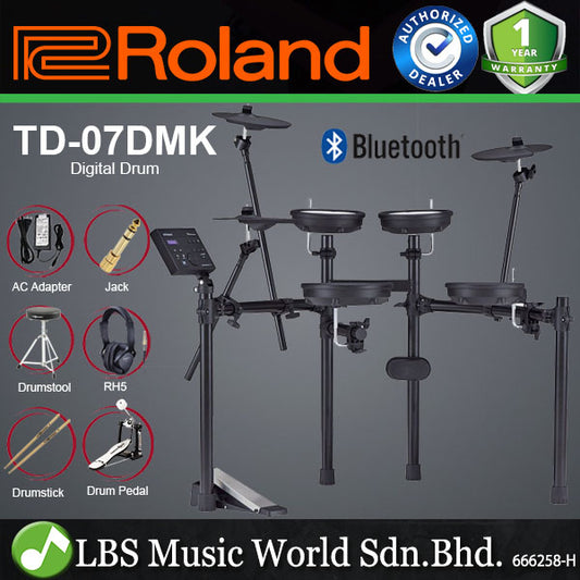Roland V-Drums TD-07DMK Digital Electronic Drum Set with RH-5 Headphone (TD07DMK TD 07DMK)