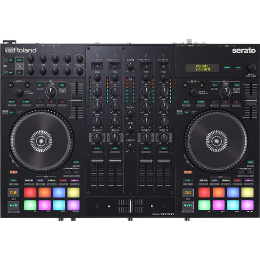 Roland DJ-707M 4 Channel Serato DJ Controller with Turntable, Drum Machhine and Vocal Transformer  (DJ707M DJ 707M)