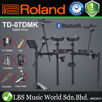 Roland V-Drums TD-07DMK Digital Electronic Drum Set with RH-5 Headphone (TD07DMK TD 07DMK)