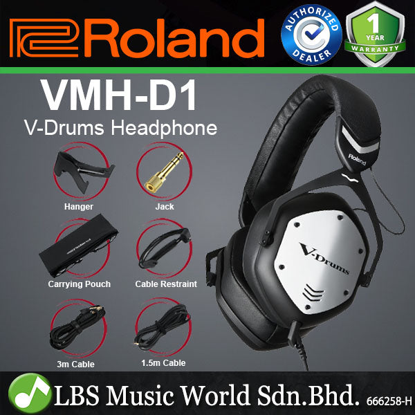 Roland VMH-D1 Over Ear V-Drums V-MODA Wired Headphones with Pouch and Hanger (VMHD1 VMH D1)