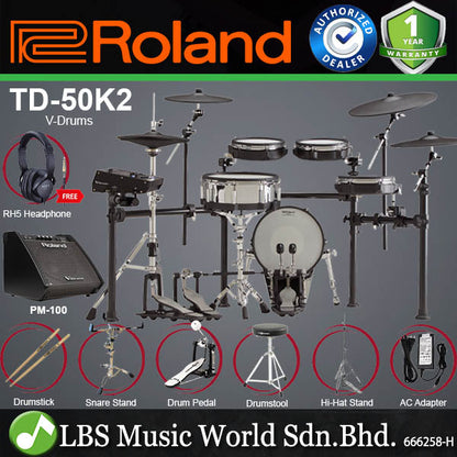 Roland TD-50K2 V-Drums 5-Pieces Electronic Drum Set with TD-50X Sound Module (TD50K2 TD50K 2)