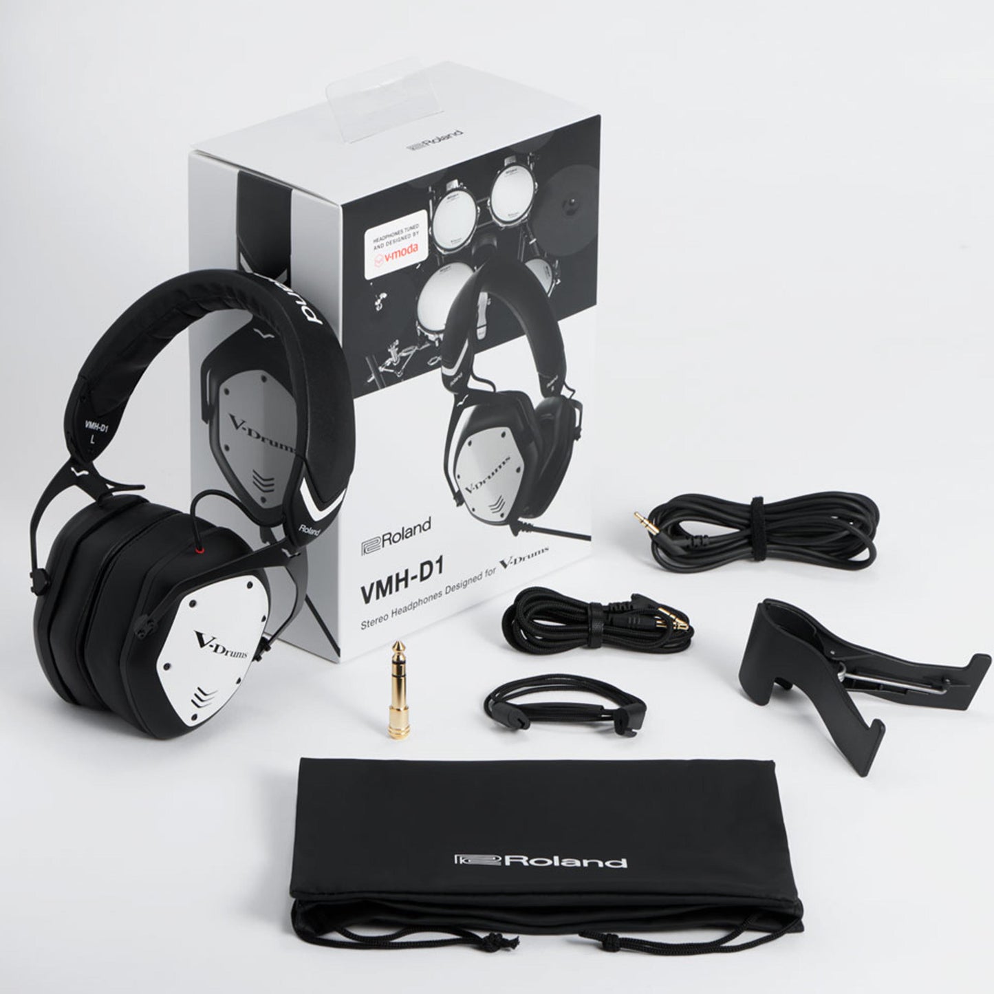 Roland VMH-D1 Over Ear V-Drums V-MODA Wired Headphones with Pouch and Hanger (VMHD1 VMH D1)