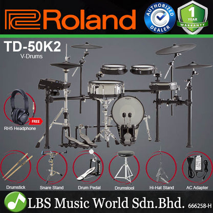 Roland TD-50K2 V-Drums 5-Pieces Electronic Drum Set with TD-50X Sound Module (TD50K2 TD50K 2)