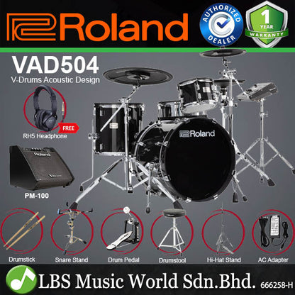 Roland VAD504 V-Drums 4 Piece Wood Shell Electronic Drum Kit - Generation 2 (VAD 504)