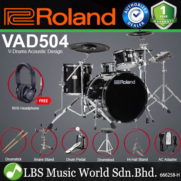 Roland VAD504 V-Drums 4 Piece Wood Shell Electronic Drum Kit - Generation 2 (VAD 504)