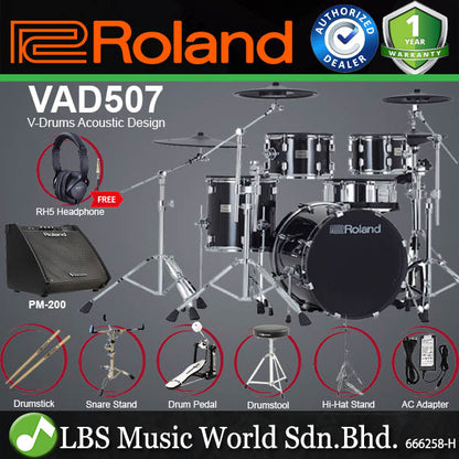 Roland VAD507 V-Drums 5 Piece Wood Shell Electronic Drum Kit with TD-27 Sound Module - Generation 2 (VAD 507)