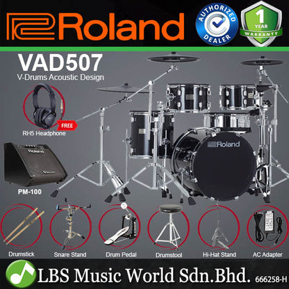Roland VAD507 V-Drums 5 Piece Wood Shell Electronic Drum Kit with TD-27 Sound Module - Generation 2 (VAD 507)