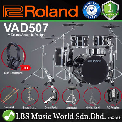 Roland VAD507 V-Drums 5 Piece Wood Shell Electronic Drum Kit with TD-27 Sound Module - Generation 2 (VAD 507)