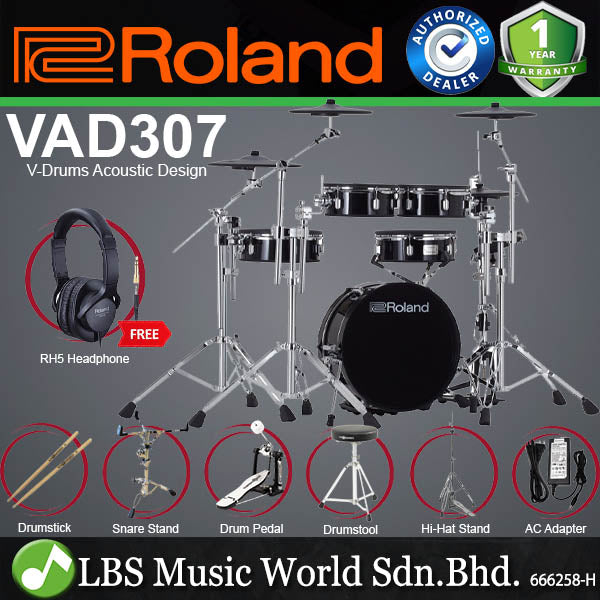 Roland VAD307 V-Drums 5 Pieces Wood Shell Electronic Drum Set - Generation 2 (VAD 307)