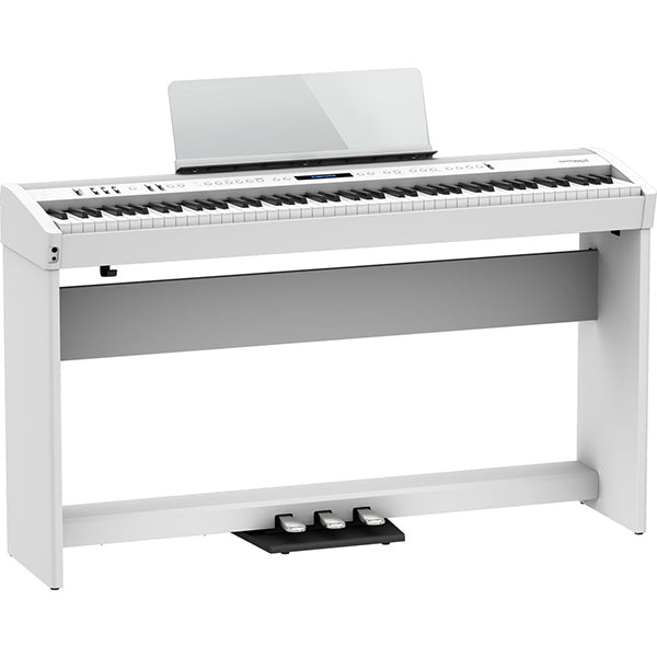 Roland FP-60X 88 Key Digital Piano with KSC-72 Wooden Stand and KPD-90 3 Pedal Bluetooth Function - White (FP60X FP60 X)