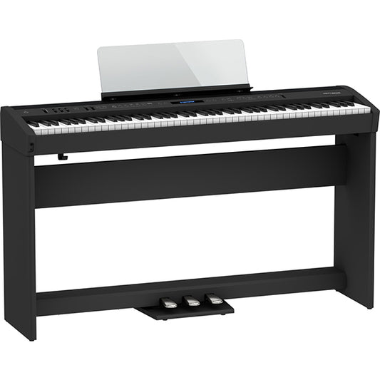 Roland FP-60X 88 Key Digital Piano with KSC-72 Wooden Stand and  KPD-90 3 Pedal - Black (FP60X FP60 X)