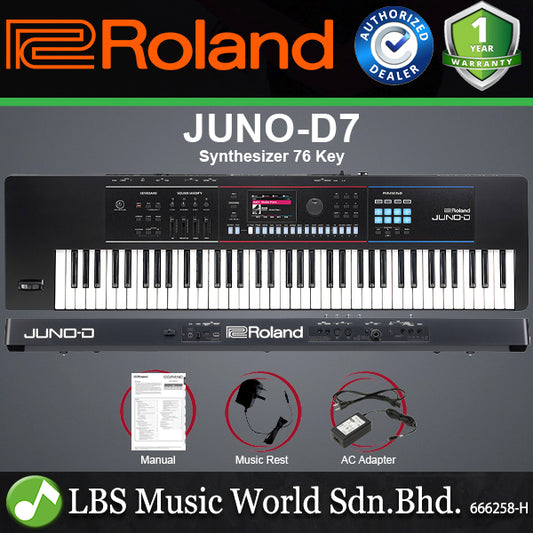 Roland JUNO-D7 76 Key Stage Keyboard Synthesizer with Synth Action (JUNO D7)
