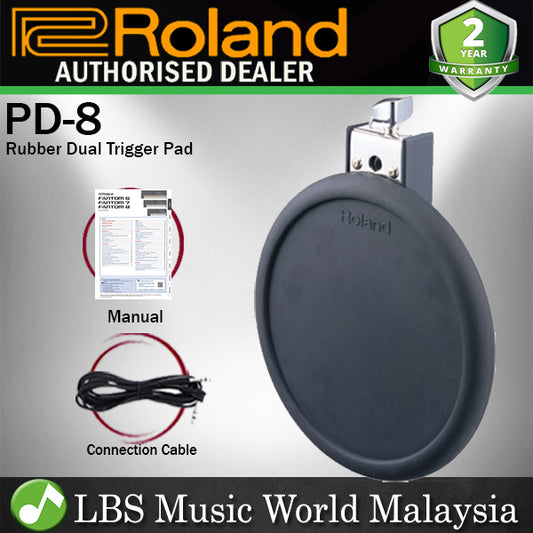 Roland PD-8 8'' Rubber Dual Trigger Pad with Dual-Trigger Action for Head and Rim (PD8 PD 8)