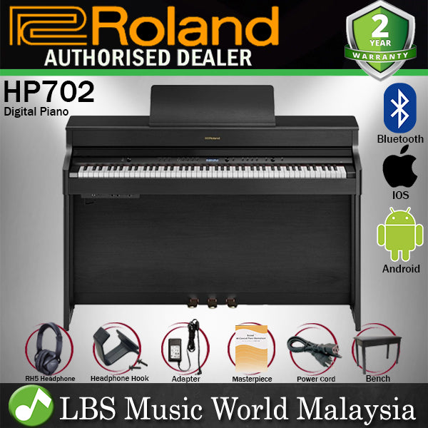 Roland HP702 88 Keys Digital Piano Weighted Key with Bluetooth Charcoal Black (HP-702 HP 702)