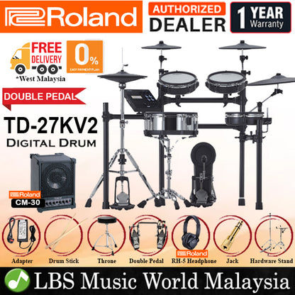 Roland TD-27KV2 V-Drums 5 Piece Full Mesh Head Digital Electronic Drum Set Kit (TD27KV2 27KV2 TD-27KV)