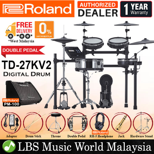 Roland TD-27KV2 5 Piece Electronic Digital Drum Set with PM-100 Amp Monitor Speaker Amplifier  (TD27KV2 27KV2 TD-27KV PM100)