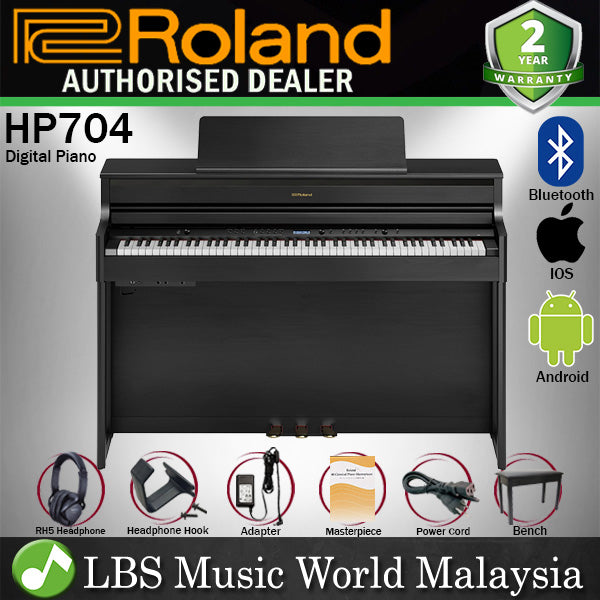 Roland HP704 88 Key Digital Piano with SuperNATURAL Modeling and Bluetooth Charcoal Black (HP-704 HP 704)