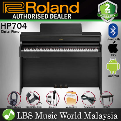 Roland HP704 88 Key Digital Piano with SuperNATURAL Modeling and Bluetooth Charcoal Black (HP-704 HP 704)