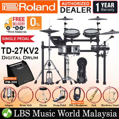 Roland TD-27KV2 V-Drums 5 Piece Full Mesh Head Digital Electronic Drum Set Kit (TD27KV2 27KV2 TD-27KV)