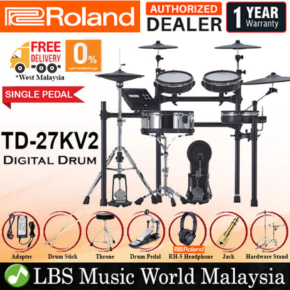 Roland TD-27KV2 V-Drums 5 Piece Full Mesh Head Digital Electronic Drum Set Kit (TD27KV2 27KV2 TD-27KV)