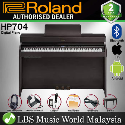 Roland HP704 88 Key Digital Piano with SuperNATURAL Piano Modeling Dark Rosewood (HP-704 HP 704)