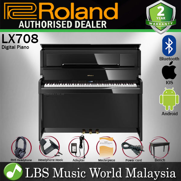 Roland LX708 88 Keys Digital Piano with Built In 8 Speaker and Bluetooth Charcoal Black (LX-708 LX708)