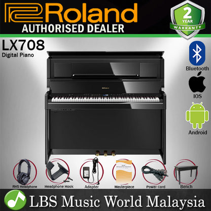 Roland LX708 88 Keys Digital Piano with Built In 8 Speaker and Bluetooth Charcoal Black (LX-708 LX708)
