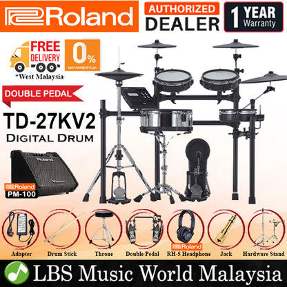 Roland TD-27KV2 V-Drums 5 Piece Full Mesh Head Digital Electronic Drum Set Kit (TD27KV2 27KV2 TD-27KV)