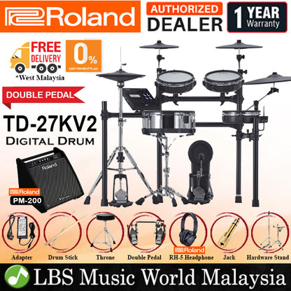 Roland TD-27KV2 V-Drums 5 Piece Full Mesh Head Digital Electronic Drum Set Kit (TD27KV2 27KV2 TD-27KV)