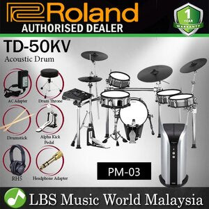 Roland V-Drums TD-50KV 5 piece Electronic Drum Set with PM-03 Personal Drum Monitor (TD50KV TD 50KV)