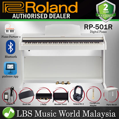 Roland RP-501R 88 Key Digital Piano Bluetooth Capability with RH-5 Headphone White  (RP501R RP501)