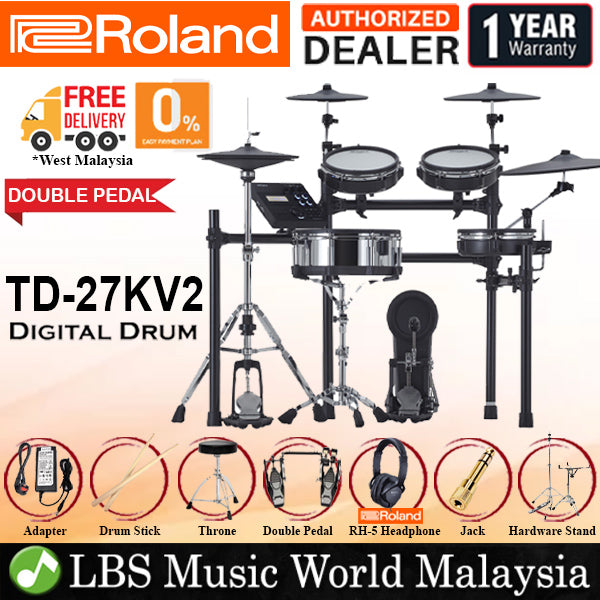 Roland TD-27KV2 V-Drums 5 Piece Full Mesh Head Digital Electronic Drum Set Kit (TD27KV2 27KV2 TD-27KV)