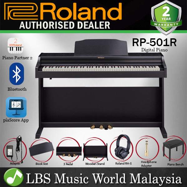 Roland RP-501R 88 Key Digital Piano PHA-4 and Rhythm with RH-5 Headphone Black (RP501R RP501)