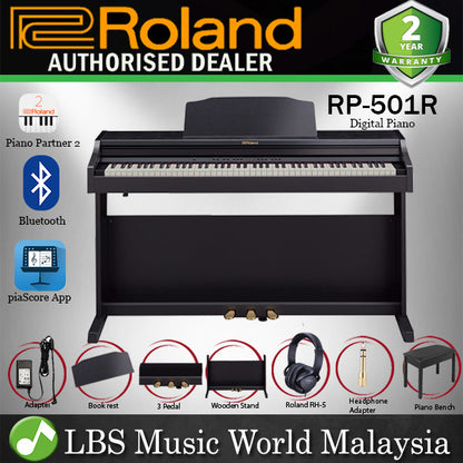 Roland RP-501R 88 Key Digital Piano PHA-4 and Rhythm with RH-5 Headphone Black (RP501R RP501)