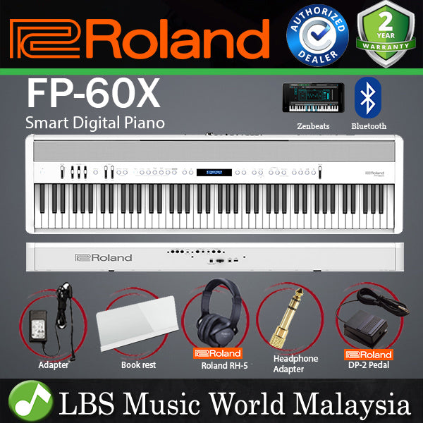 Roland FP-60X 88 Key Digital Piano with SuperNATURAL PHA-4 Keyboard and Bluetooth White (FP60X FP60 X FP 60X)