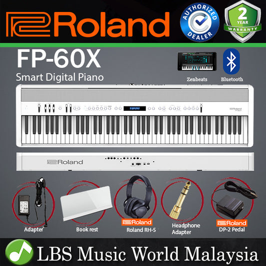 Roland FP-60X 88 Key Digital Piano with SuperNATURAL PHA-4 Keyboard and Bluetooth White (FP60X FP60 X FP 60X)