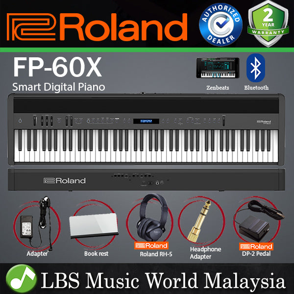 Roland FP-60X 88 Key Digital Piano with SuperNATURAL PHA-4 Keyboard and Bluetooth Black (FP60X FP60 X FP 60X)