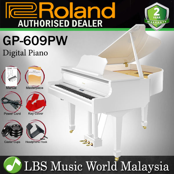 Roland GP609 88 Keys Digital Grand Piano with PHA50 Key Polish White (GP609WE GP 690)