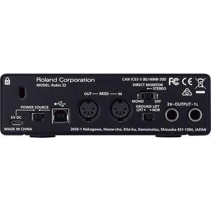 Roland RUBIX-22 USB Audio Midi Interface Mic Preamp for MAC PC IPAD (Rubix22 Rubix 22)