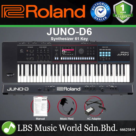 Roland JUNO-D6 61 Key Stage Keyboard Synthesizer with Synth Action (JUNO D6)