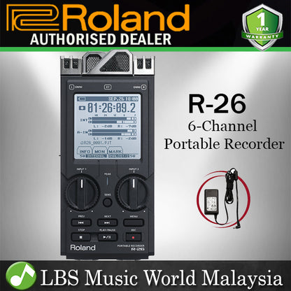 Roland R-26 6 Channel Portable Recorder with 4 Built-in Microphones Multi Dimensional Mic (R26 R 26)